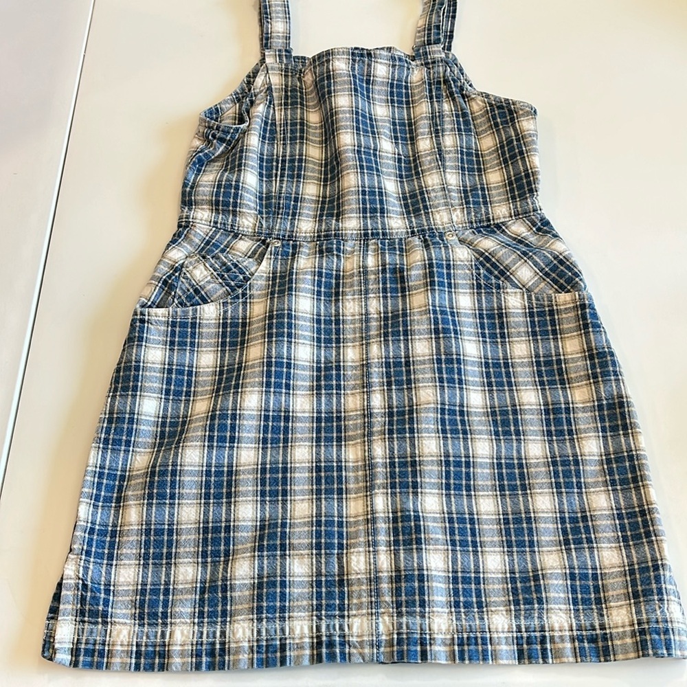 Vintage Cherokee - plaid romper dress, adjustable, 7/8